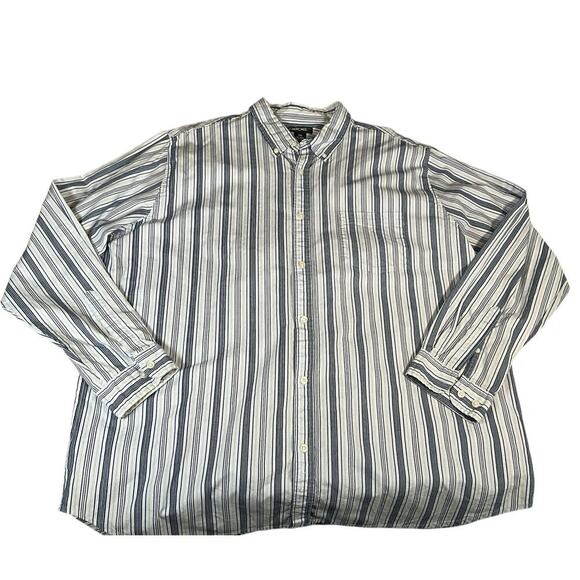 Cherokee Button Up Long Sleeve Men's Shirt XXL Blue & White Stripe 100% Cotton - Picture 1 of 9